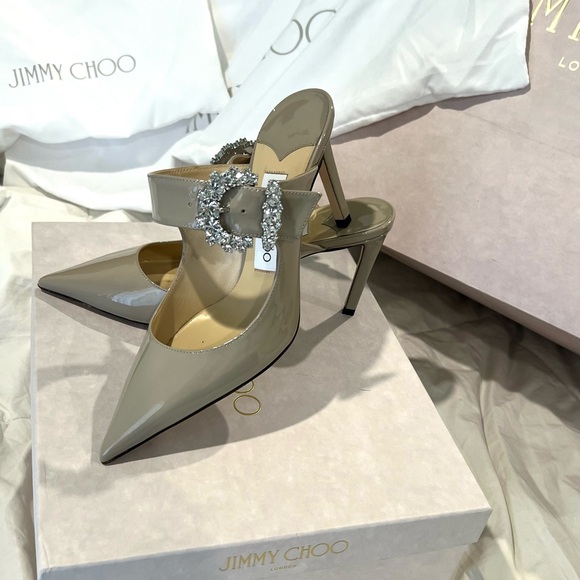 Jimmy Choo Patent Leather Mules with Crystal Buckle size 6 or 36 - Picture 8 of 14